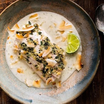 Fish with coconut shallot sauce